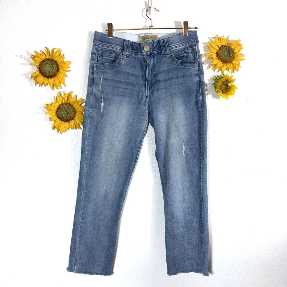 Democracy AB Technology Light Blue Denim Distressed 10” Rise Jeans Size 6 Womrns